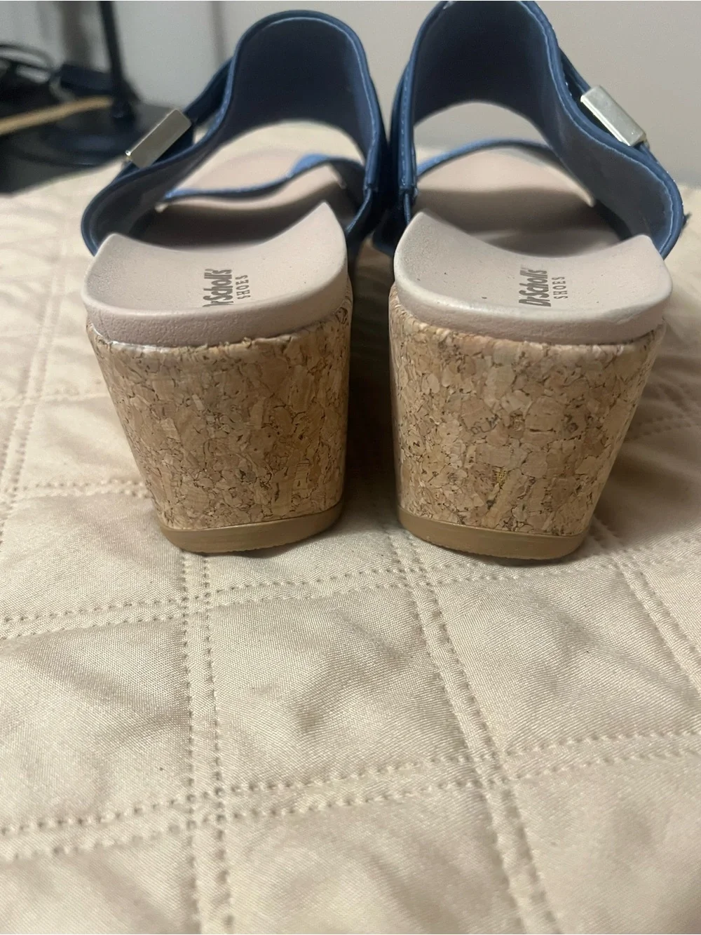 Dr. Scholl's Blue Cali Vibe Double-Strap Slide Wedges